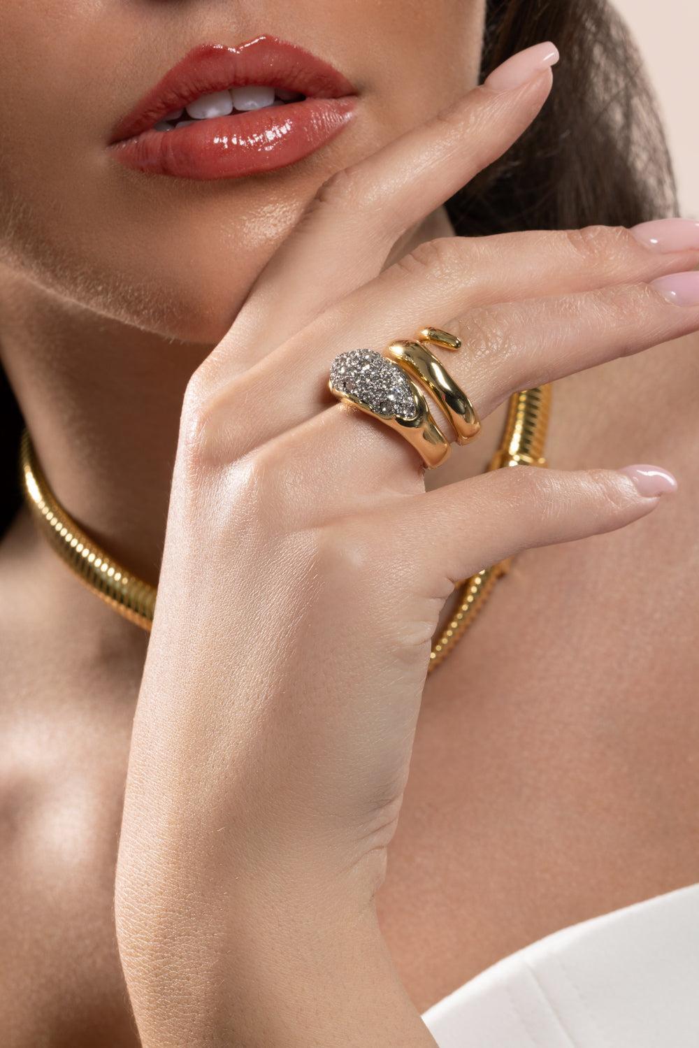 Crystal Coiled Pebble Solaneles Ring-YELLOW-7-JEWELRYBOUTIQUERING-ALEXIS BITTAR
