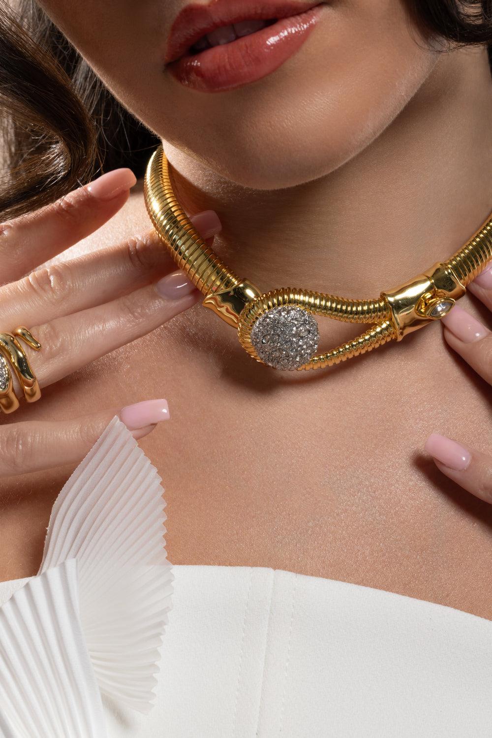 Crystal Pebble Solanales Collar Necklace-YELLOW-JEWELRYBOUTIQUENECKLACE O-ALEXIS BITTAR