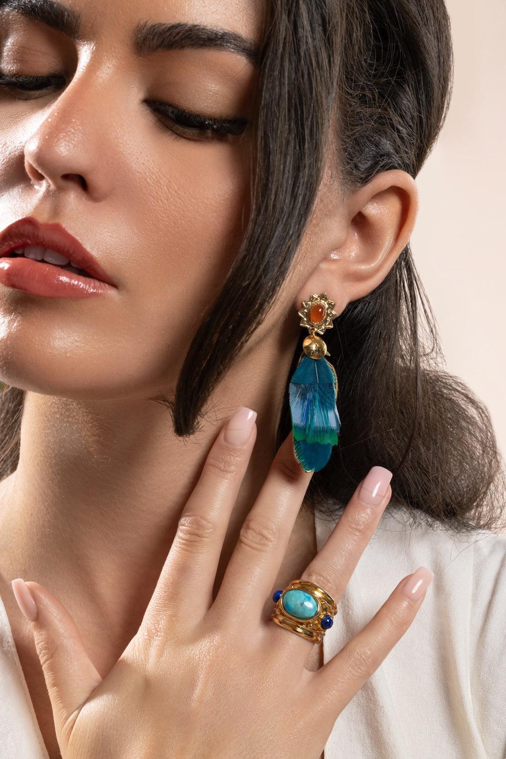 Blue Green Sao Earrings-BLUE/GREEN-JEWELRYBOUTIQUEEARRING-GAS BIJOUX