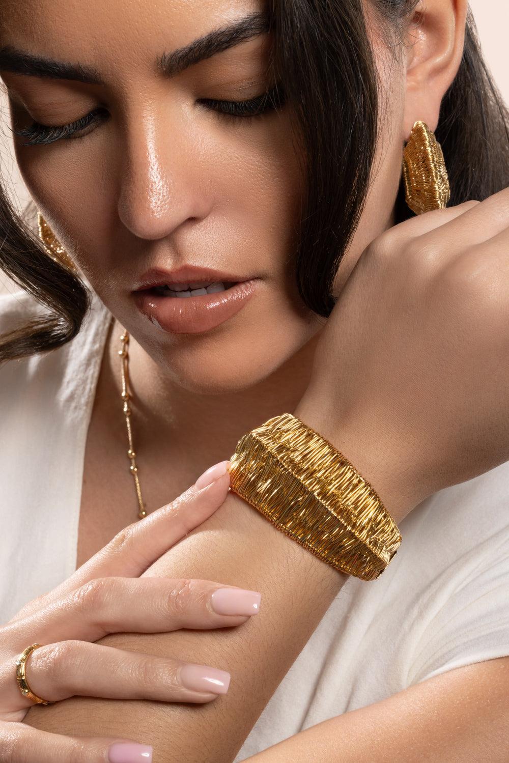 Izzia Filea Cuff Bracelet-YELLOW-JEWELRYBOUTIQUEBRACELET O-GAS BIJOUX