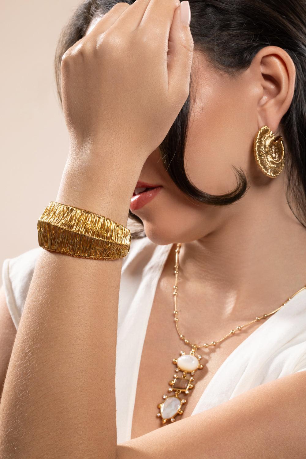 Izzia Filea Cuff Bracelet-YELLOW-JEWELRYBOUTIQUEBRACELET O-GAS BIJOUX