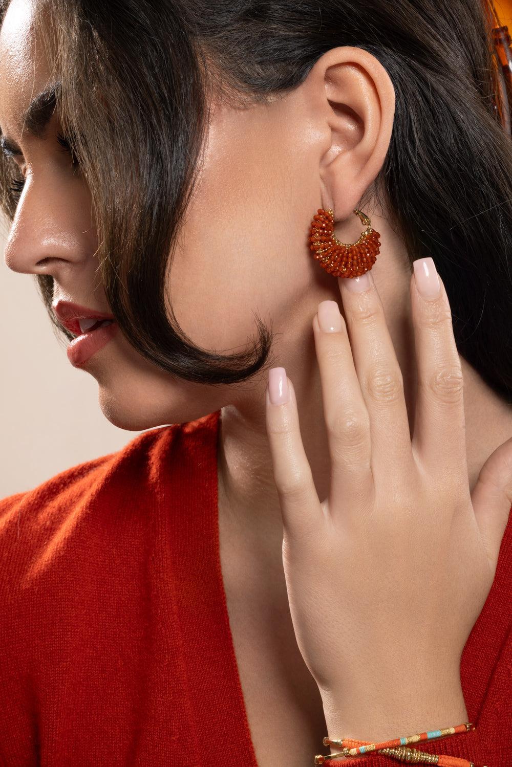 Burnt Orange Small Izzia Earrings-ORANGE-JEWELRYBOUTIQUEEARRING-GAS BIJOUX