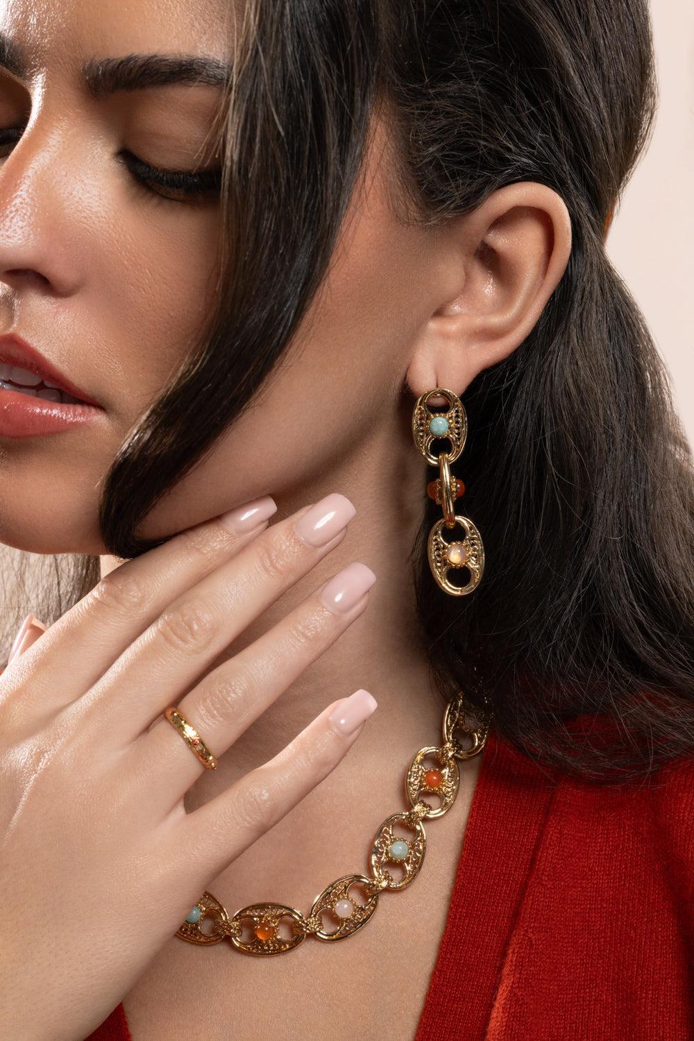 Carthage Multi Link Earrings-YELLOW-JEWELRYBOUTIQUEEARRING-GAS BIJOUX