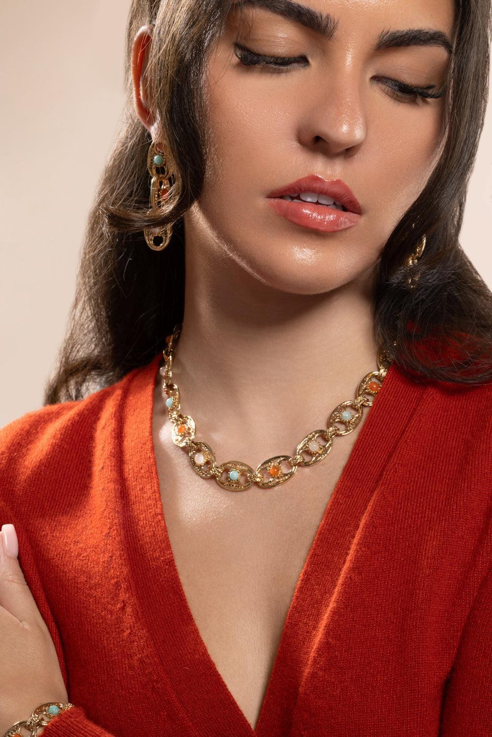 Carthage Multi Link Necklace-YELLOW-JEWELRYBOUTIQUENECKLACE O-GAS BIJOUX