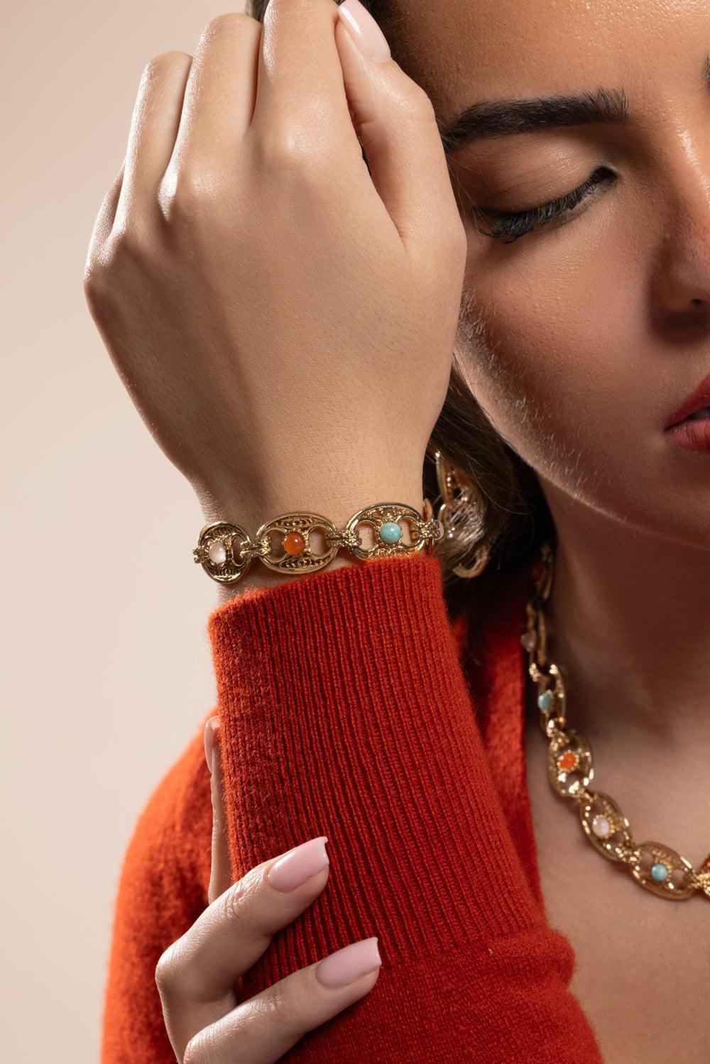 Carthage Multi Link Bracelet-YELLOW-JEWELRYBOUTIQUEBRACELET O-GAS BIJOUX