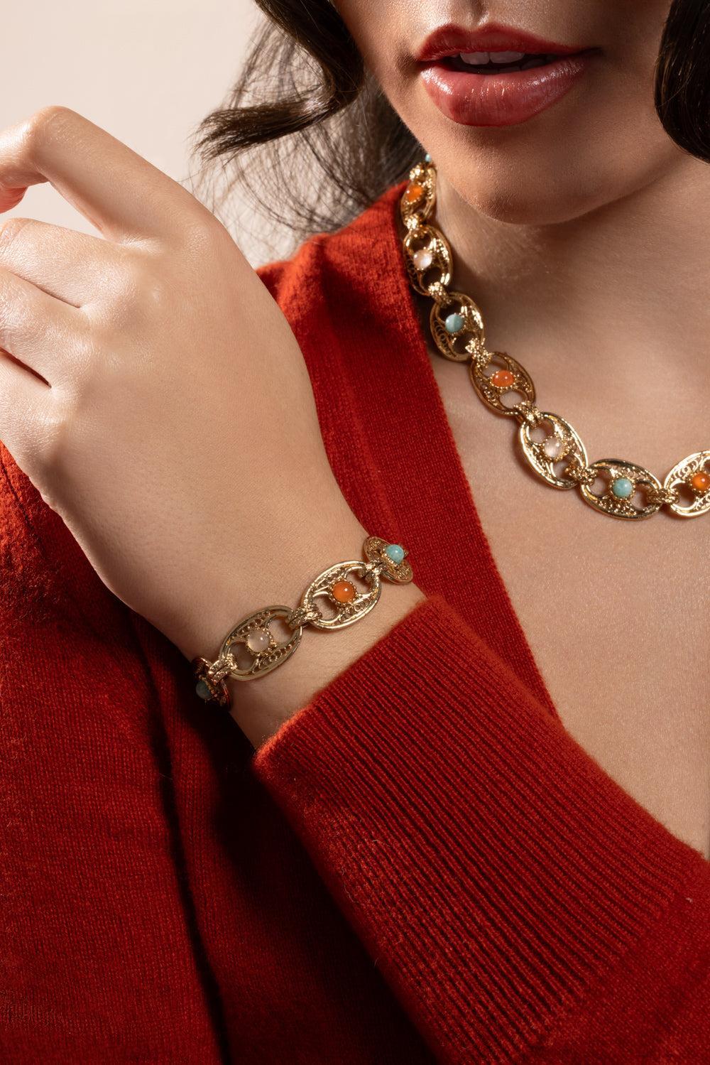 Carthage Multi Link Bracelet-YELLOW-JEWELRYBOUTIQUEBRACELET O-GAS BIJOUX