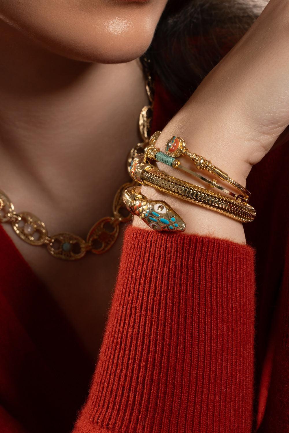 Orange Blue Large Duality Bracelet-ORANGE-JEWELRYFINE JEWELBRACELET O-GAS BIJOUX
