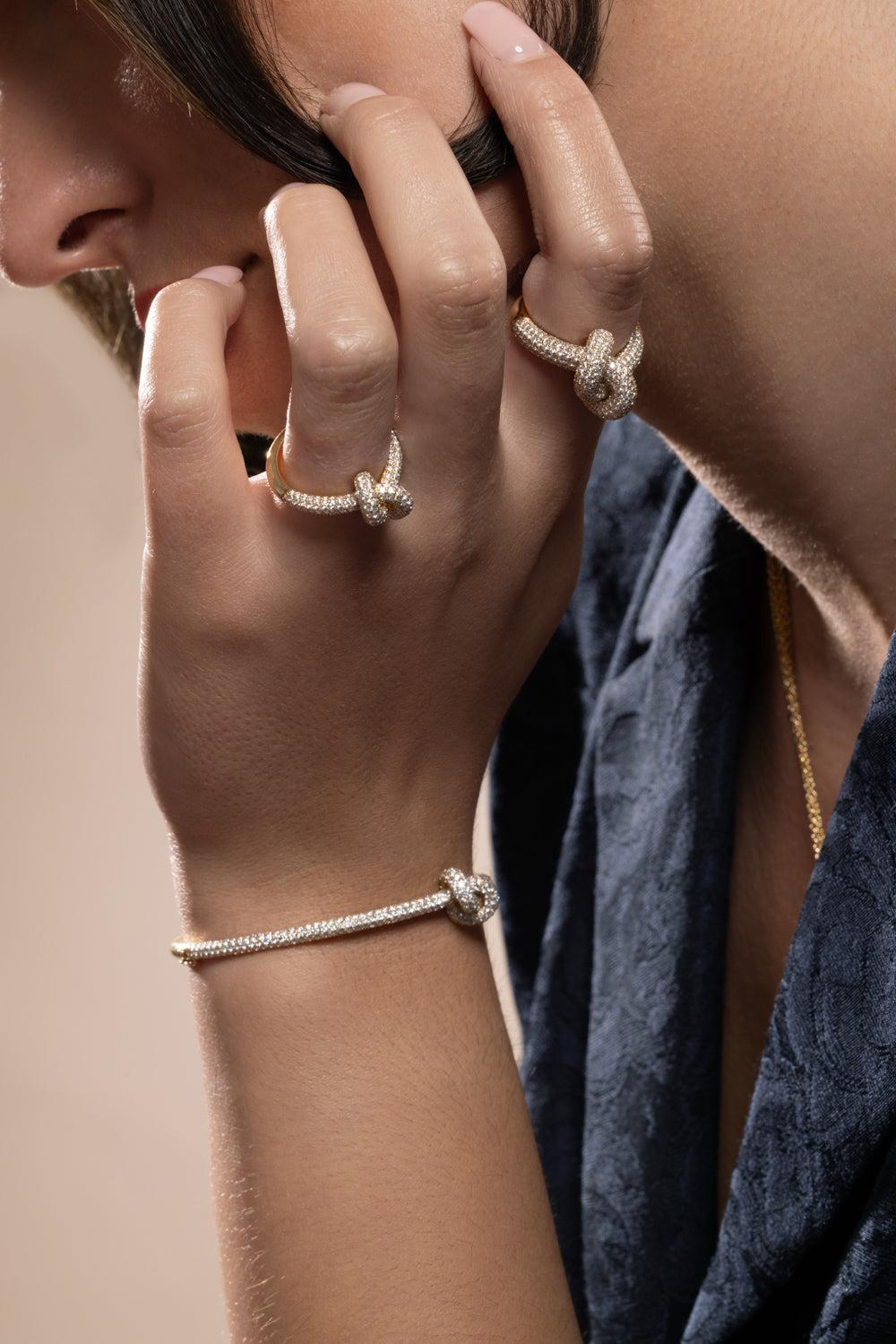 Diamond Pave Small Legacy Knot Ring-YELLOW GOLD-6.5-JEWELRYFINE JEWELRING-ENGELBERT 1920