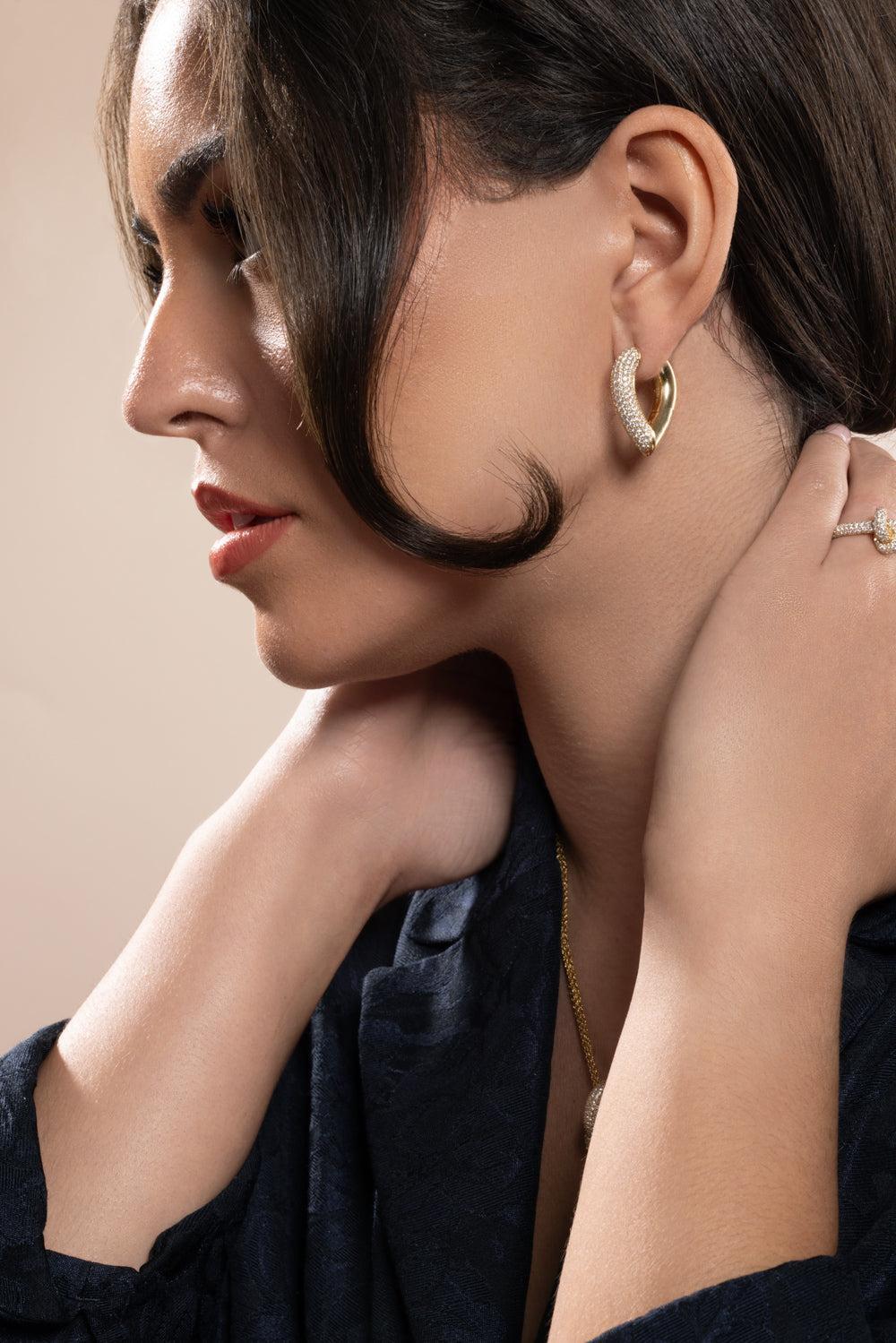 Diamond Pave Big Drop Link Earrings-YELLOW GOLD-JEWELRYFINE JEWELEARRING-ENGELBERT 1920