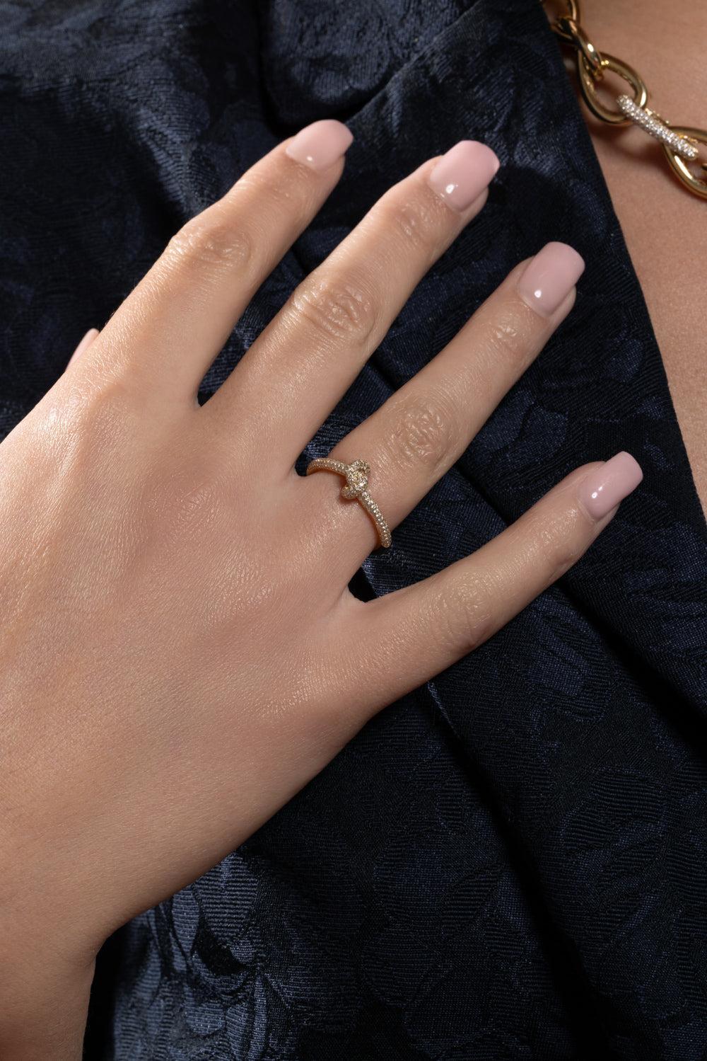 Diamond Pave Mini Legacy Knot Ring-YELLOW GOLD-6-JEWELRYFINE JEWELRING-ENGELBERT 1920