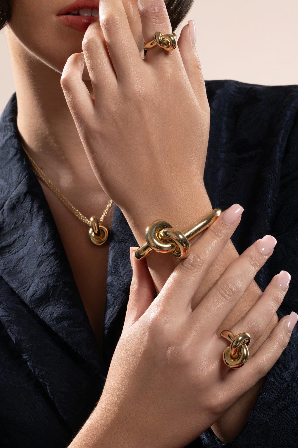 Big Legacy Knot Cuff Bracelet-YELLOW GOLD-JEWELRYFINE JEWELBRACELET O-ENGELBERT 1920