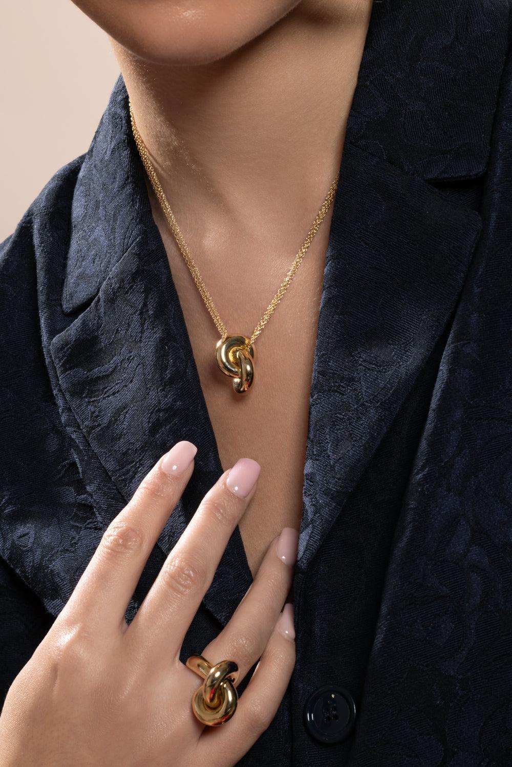 Big Legacy Knot Pendant Necklace-YELLOW GOLD-JEWELRYFINE JEWELNECKLACE O-ENGELBERT 1920