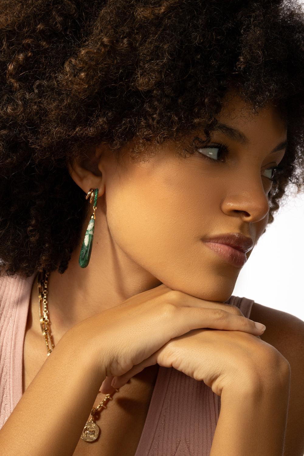 "Green Planet" Earrings-YELLOW GOLD-JEWELRYFINE JEWELEARRING-MONICA RICH KOSANN
