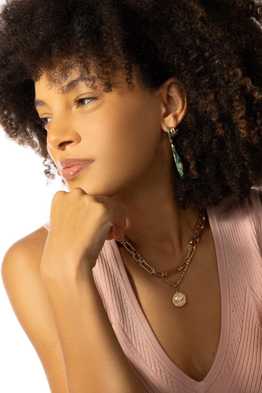"Green Planet" Earrings-YELLOW GOLD-JEWELRYFINE JEWELEARRING-MONICA RICH KOSANN