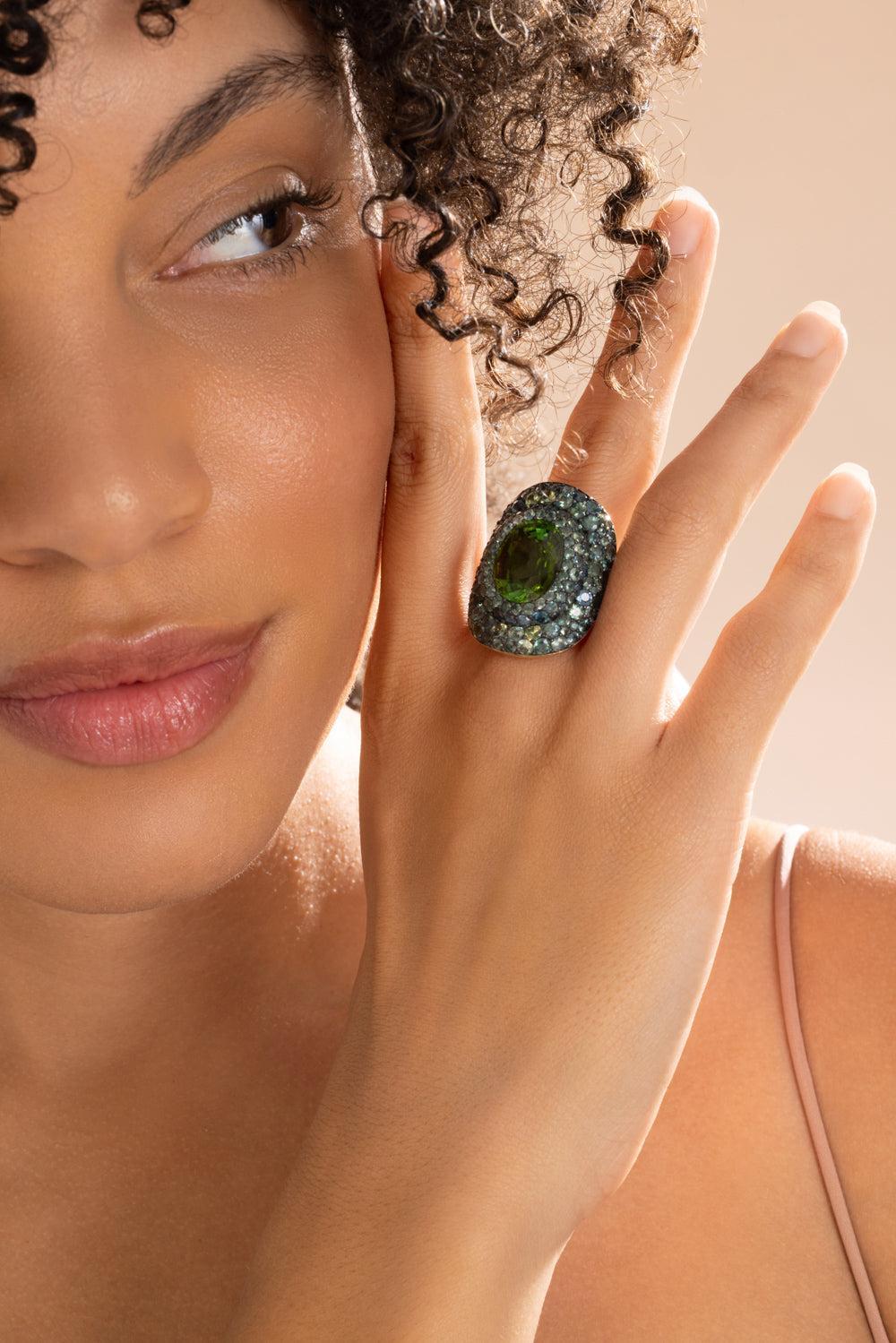 Green Tourmaline Chrona II Ring-YELLOW GOLD-7.5-JEWELRYFINE JEWELRING-VRAM