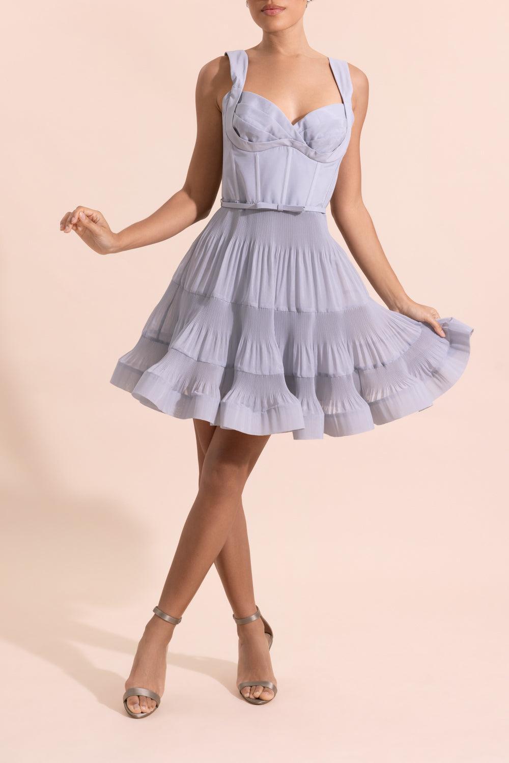 Pleated Draped Mini Dress-BLUE-0-CLOTHINGDRESSCASUAL-ZIMMERMANN