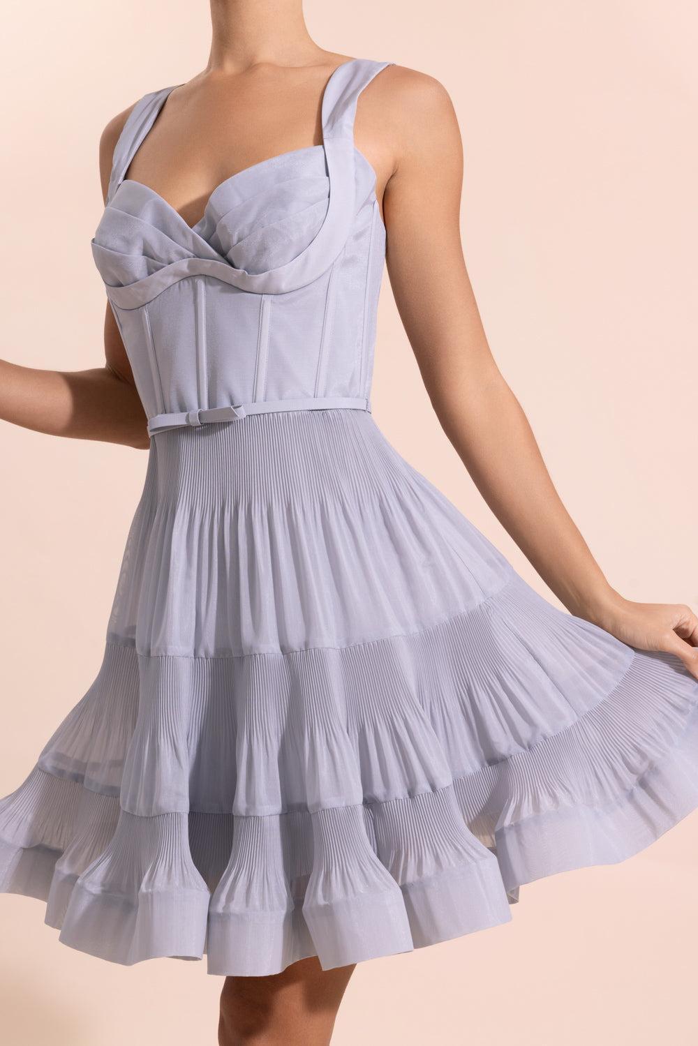 Pleated Draped Mini Dress-BLUE-0-CLOTHINGDRESSCASUAL-ZIMMERMANN