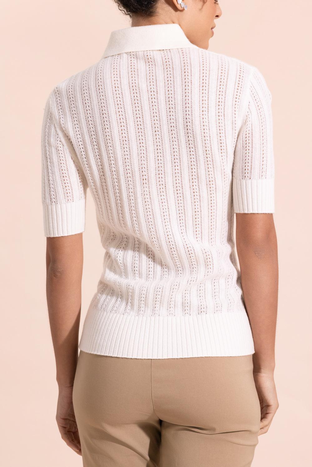 Short Sleeve Rib Knit Polo-CREAM-0-CLOTHINGTOPBLOUSE-ZIMMERMANN