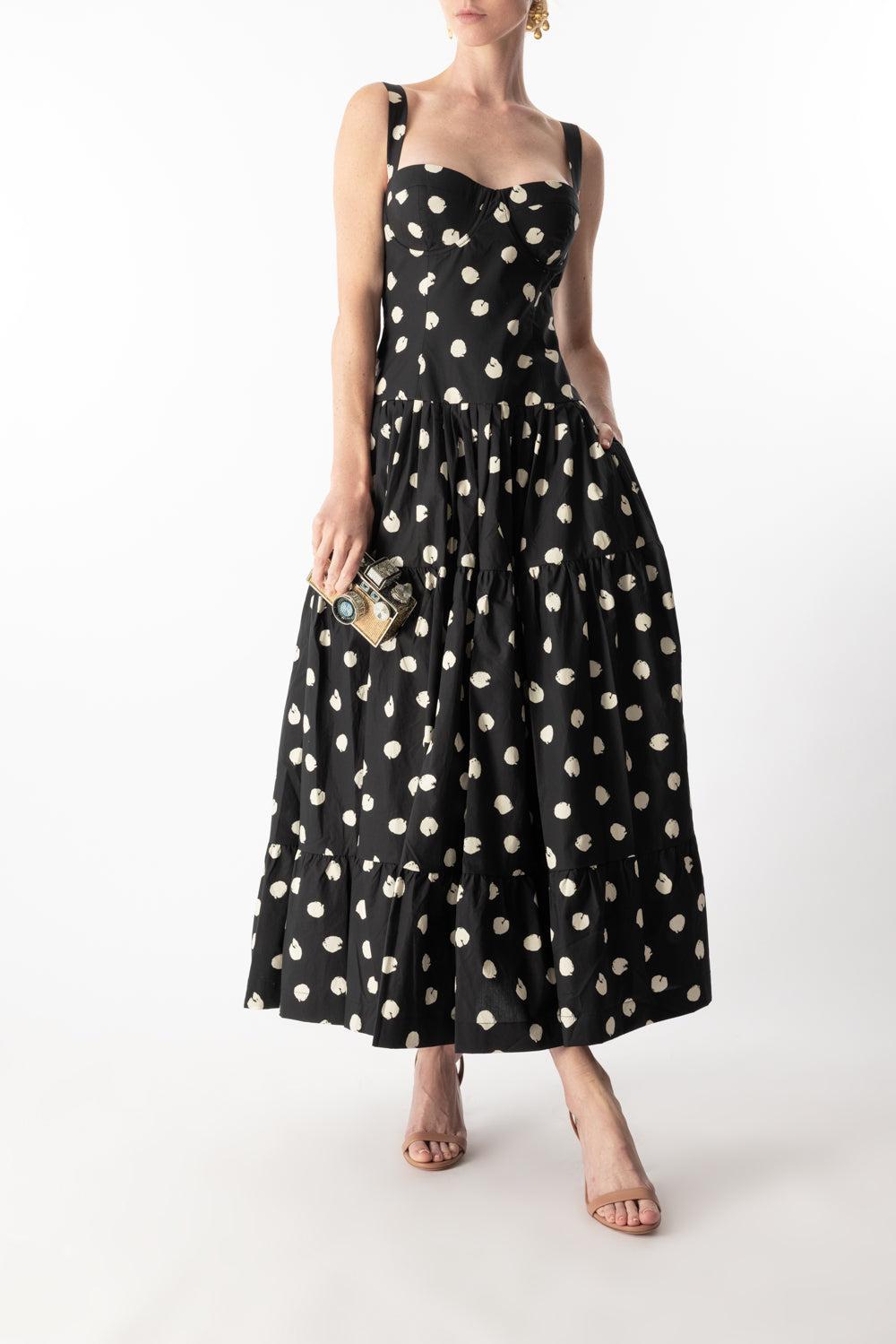 Santiago Midi Dress-SPOT BLACK EGRET-0-CLOTHINGDRESSCASUAL-CARA CARA