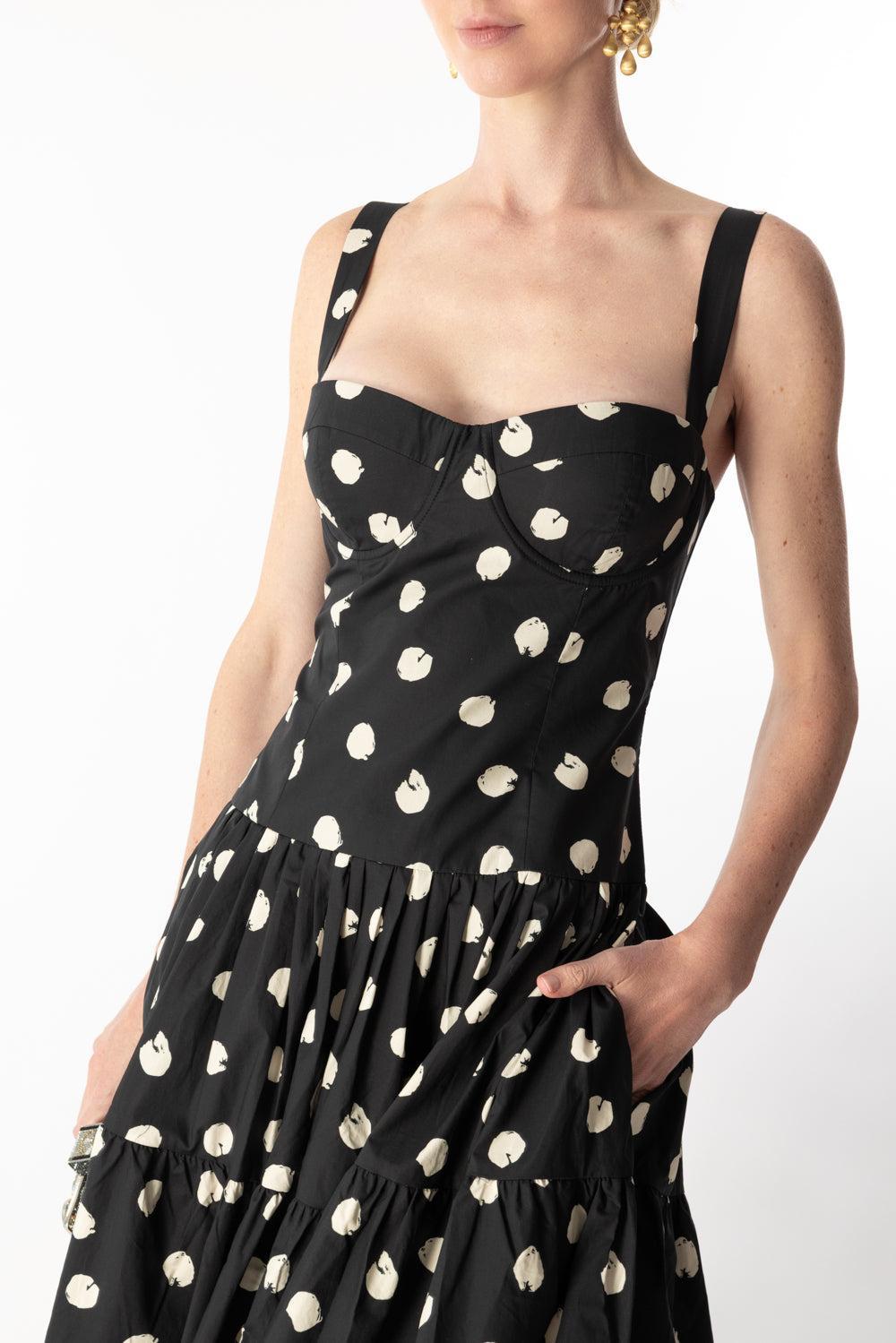 Santiago Midi Dress-SPOT BLACK EGRET-0-CLOTHINGDRESSCASUAL-CARA CARA