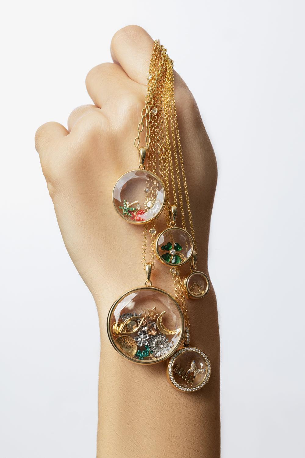 Midi Round Locket Pendant Necklace-YELLOW GOLD-18-JEWELRYFINE JEWELNECKLACE O-LOQUET