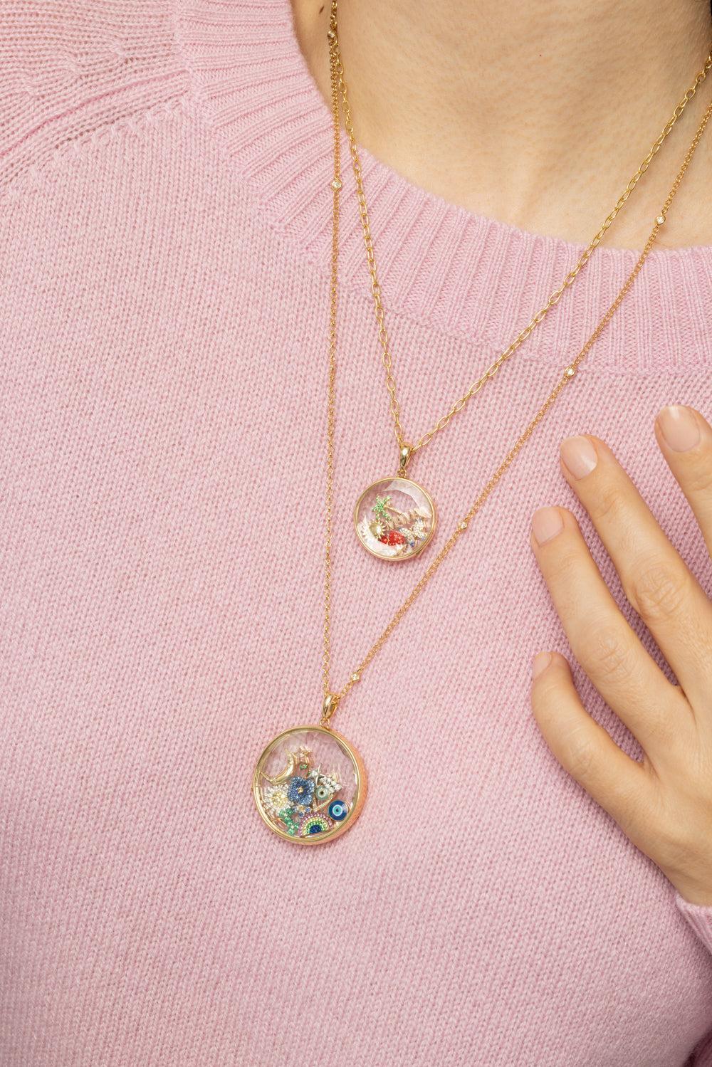 Midi Round Locket Pendant Necklace-YELLOW GOLD-18-JEWELRYFINE JEWELNECKLACE O-LOQUET