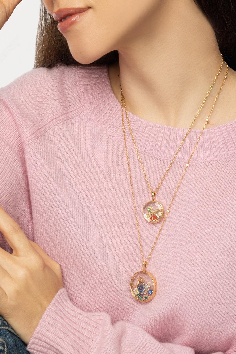 Midi Round Locket Pendant Necklace-YELLOW GOLD-18-JEWELRYFINE JEWELNECKLACE O-LOQUET