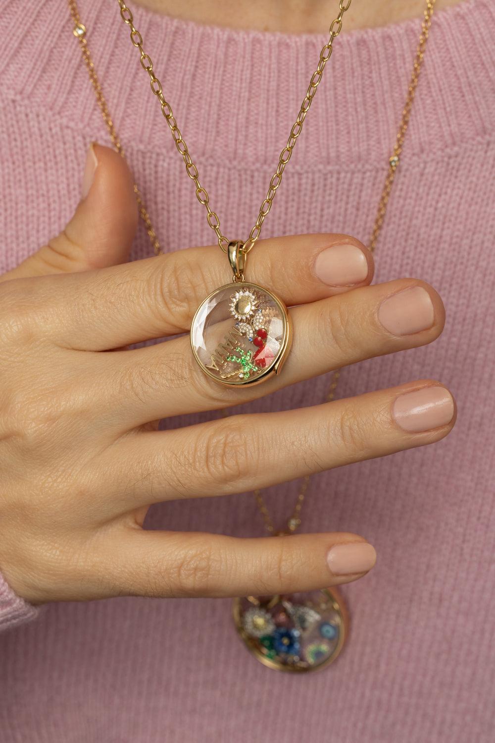 Midi Round Locket Pendant Necklace-YELLOW GOLD-18-JEWELRYFINE JEWELNECKLACE O-LOQUET