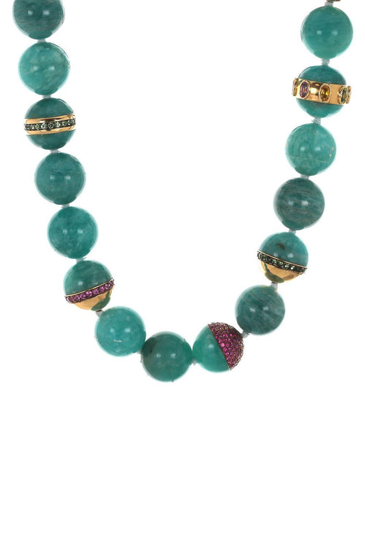 Amazonite Beaded Necklace-YELLOW GOLD-21-JEWELRYFINE JEWELNECKLACE O-EDINA KISS