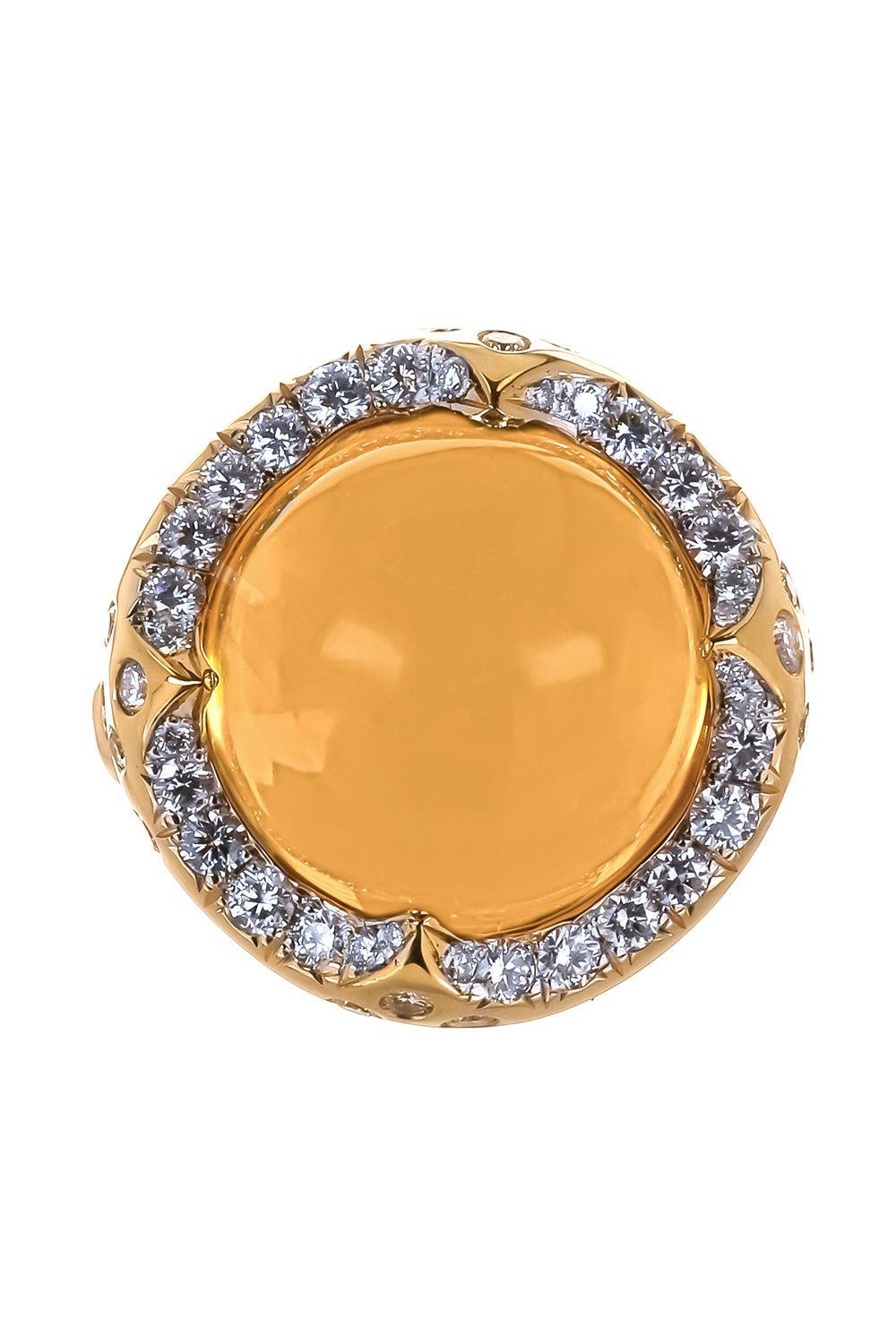 Citrine Diamond Molten Ring-YELLOW GOLD-7-JEWELRYFINE JEWELRING-EDINA KISS