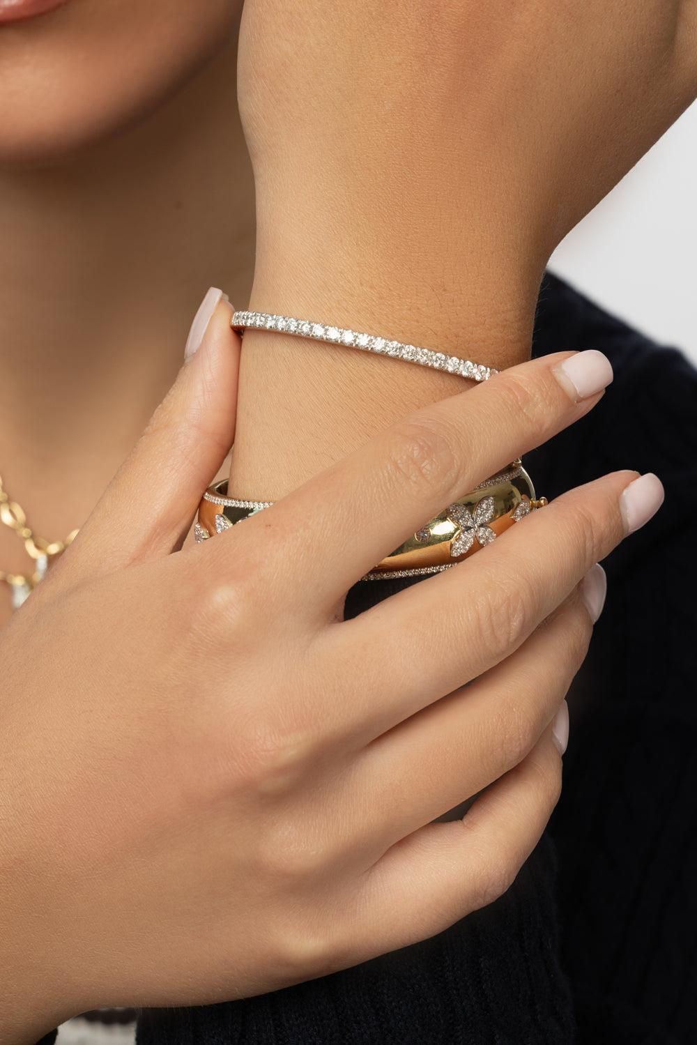 Veena Single Row Oval Bangle Bracelet-WHITE GOLD-M-JEWELRYFINE JEWELBRACELET O-SARA WEINSTOCK