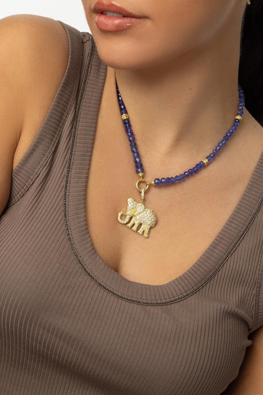 XL Garden Of Eden Diamond Elephant Charm-YELLOW GOLD-JEWELRYFINE JEWELPENDANT-TANYA FARAH