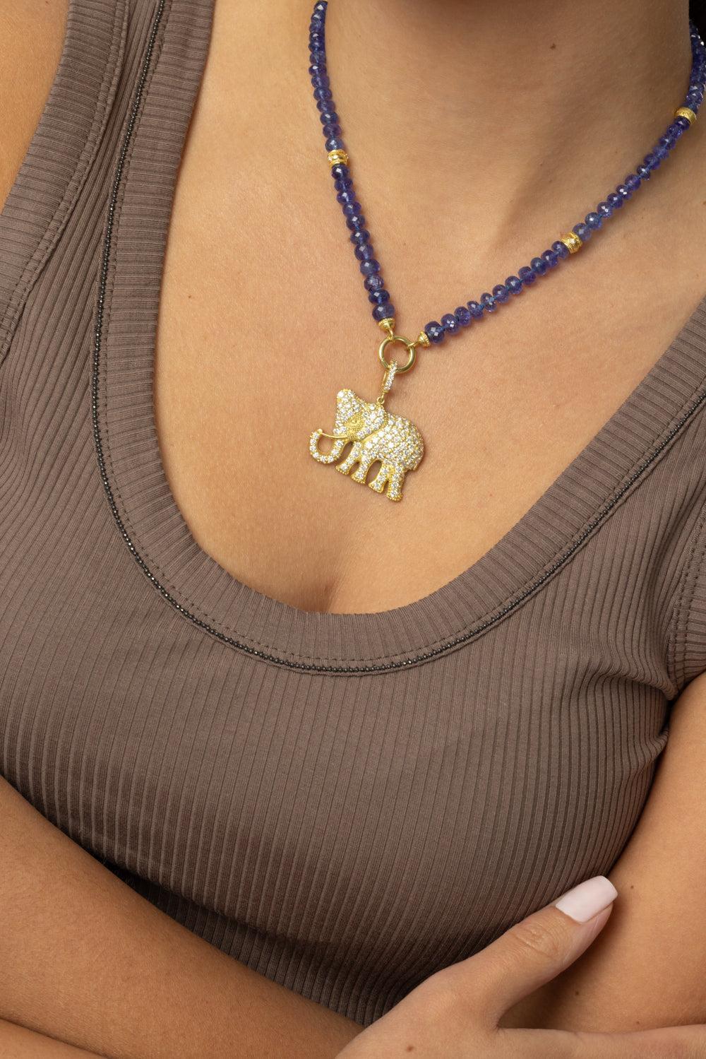 XL Garden Of Eden Diamond Elephant Charm-YELLOW GOLD-JEWELRYFINE JEWELPENDANT-TANYA FARAH