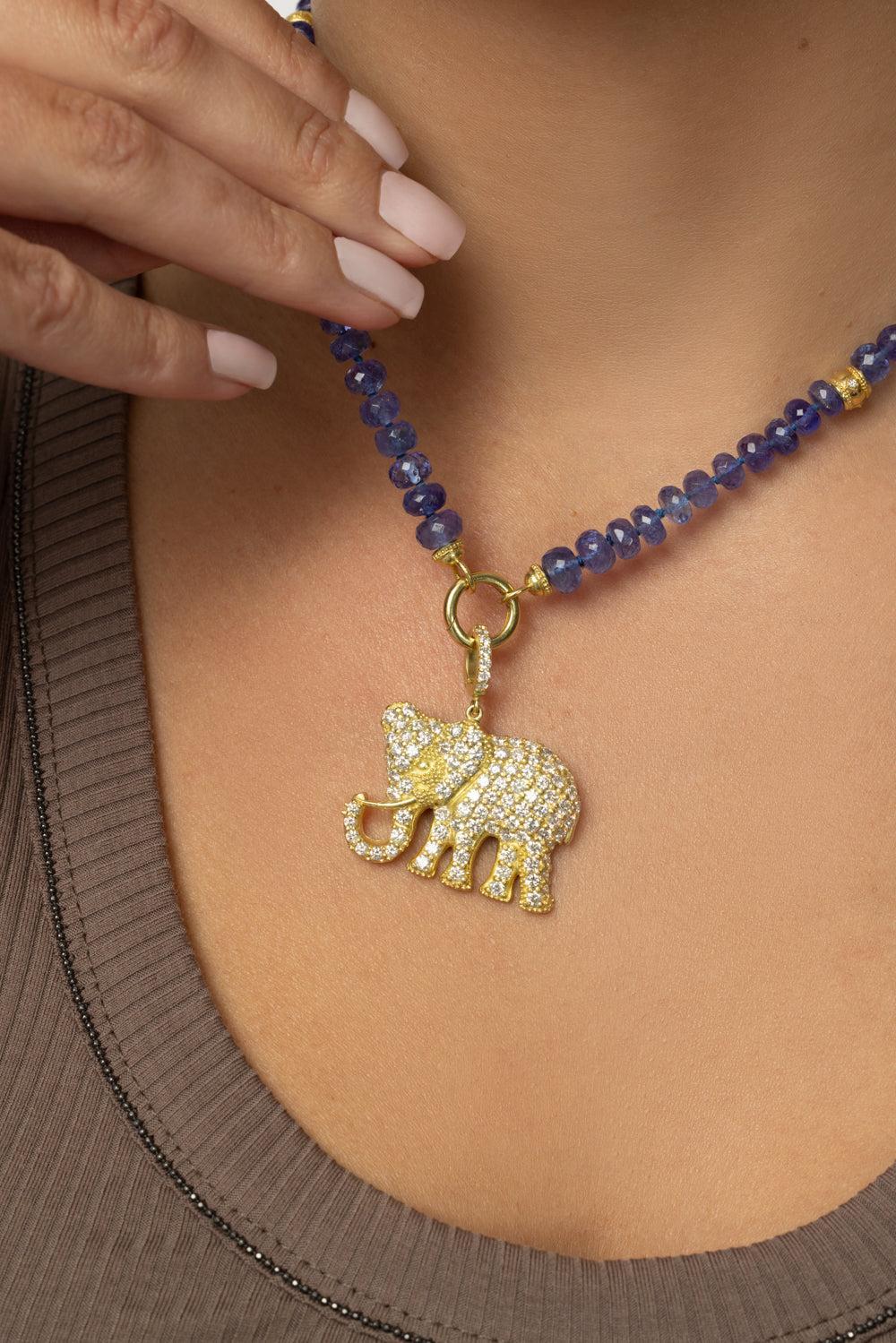 XL Garden Of Eden Diamond Elephant Charm-YELLOW GOLD-JEWELRYFINE JEWELPENDANT-TANYA FARAH