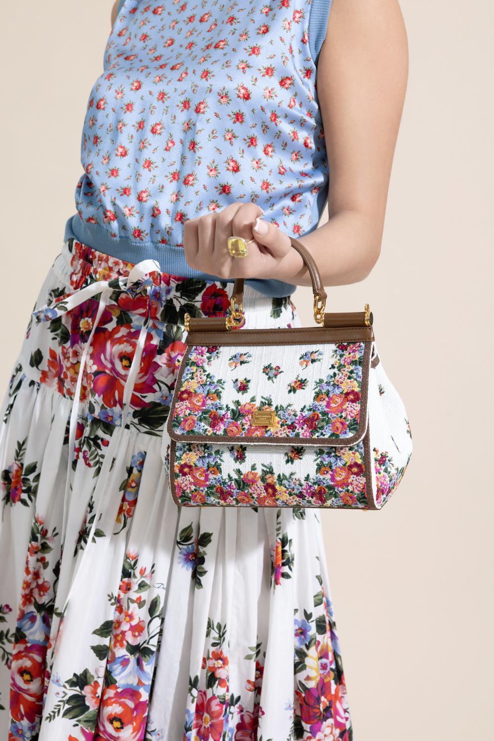Sicily Medium Edit Bag - Multi Cammello-FLORAL-HANDBAGTOP HANDLE-DOLCE & GABBANA