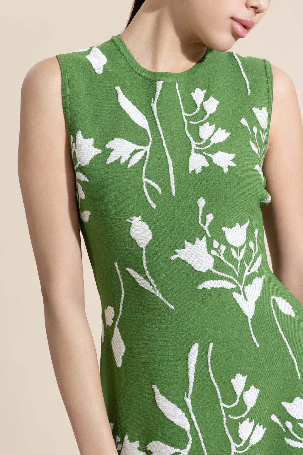 Sleeveless Floral Knit Mini Dress-FLORAL-XS-CLOTHINGDRESSCASUAL-LELA ROSE