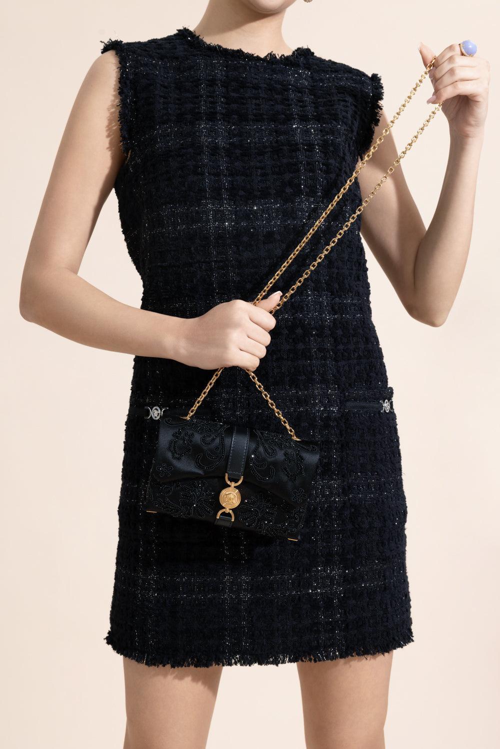 Mini Klieo Bag - Black Beaded-BLACK-HANDBAGSHOULDER-VERSACE