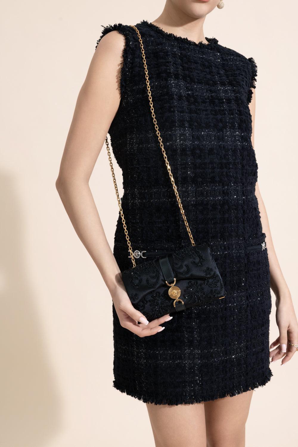 Mini Klieo Bag - Black Beaded-BLACK-HANDBAGSHOULDER-VERSACE