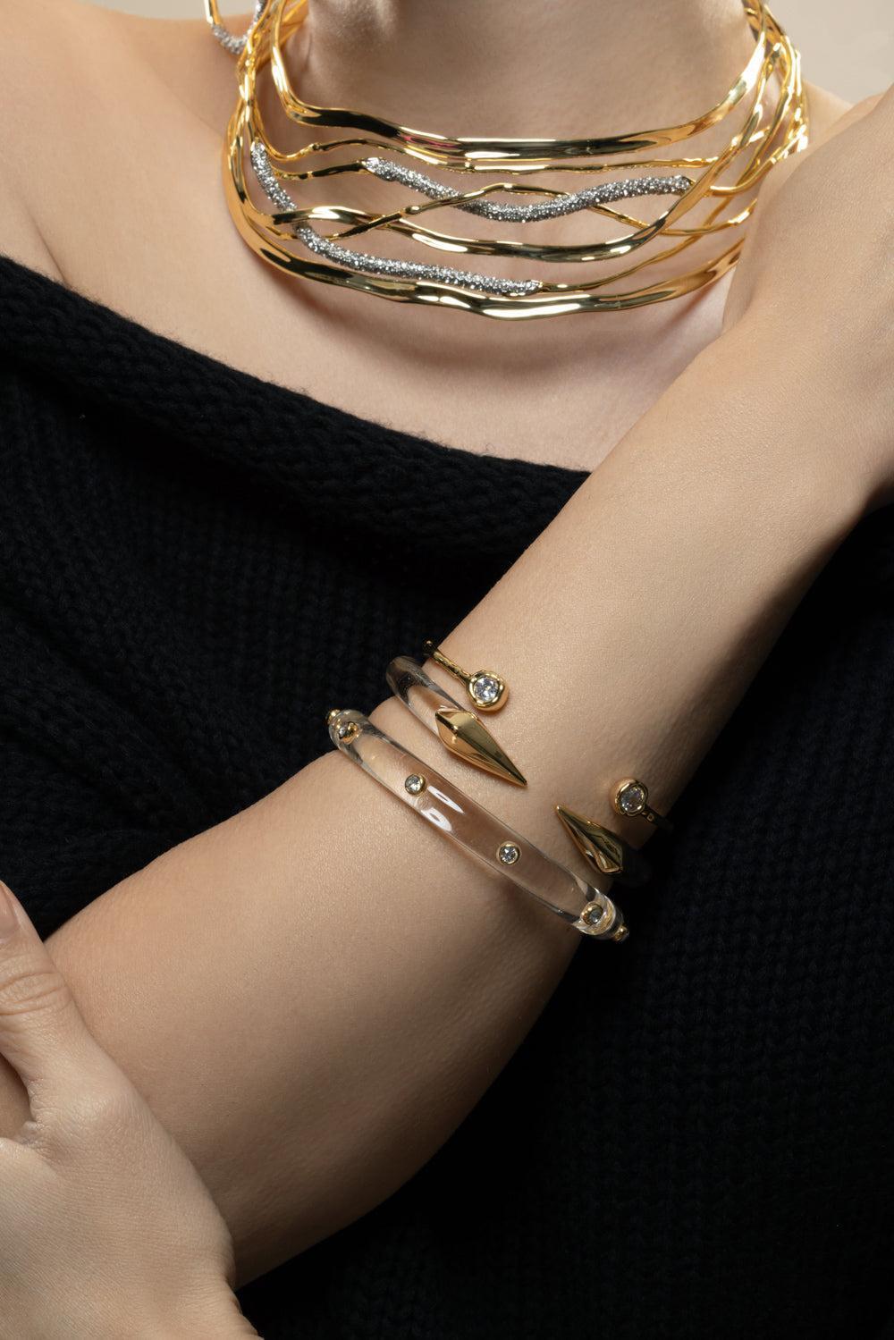 Crystal Lucite Studded Hinge Bracelet-CLEAR YL-JEWELRYBOUTIQUEBRACELET O-ALEXIS BITTAR