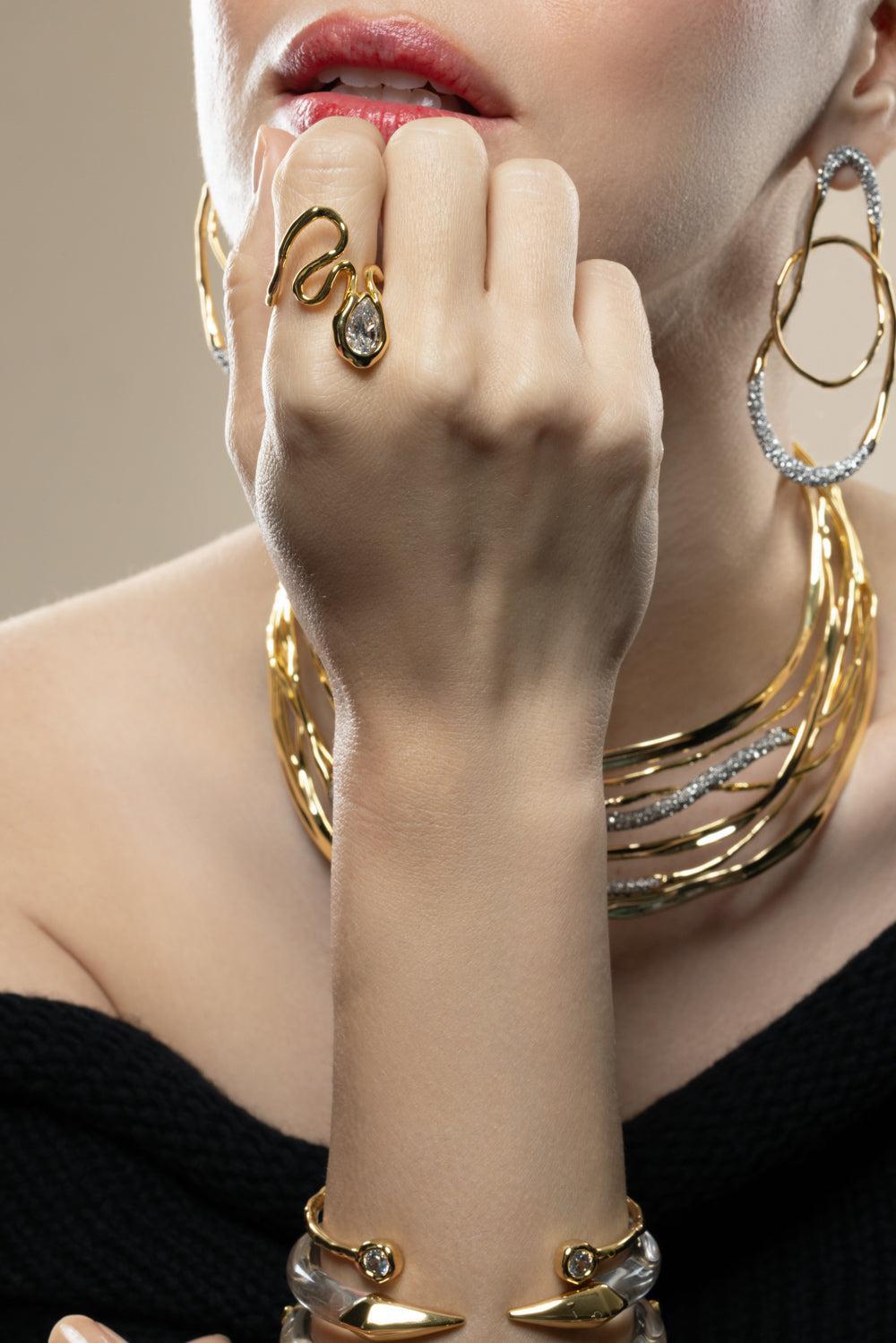 Crystal Asterales Floating Vine Ring-YELLOW-7-JEWELRYBOUTIQUERING-ALEXIS BITTAR