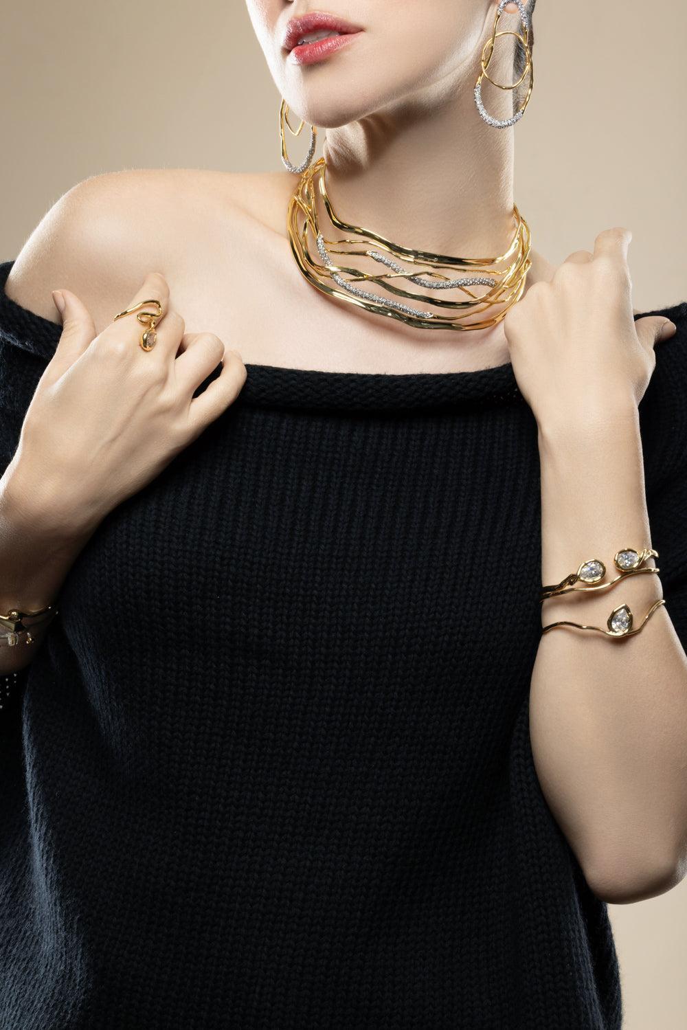 Crystal Asterales Capped Hinge Cuff Bracelet-YELLOW-JEWELRYFINE JEWELBRACELET O-ALEXIS BITTAR