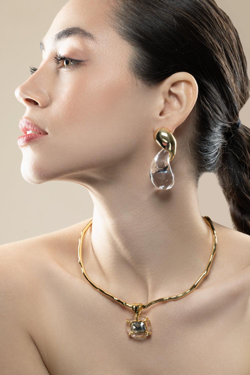 Liquid Lucite Modernist Earrings-YLW CLR-JEWELRYBOUTIQUEEARRING-ALEXIS BITTAR