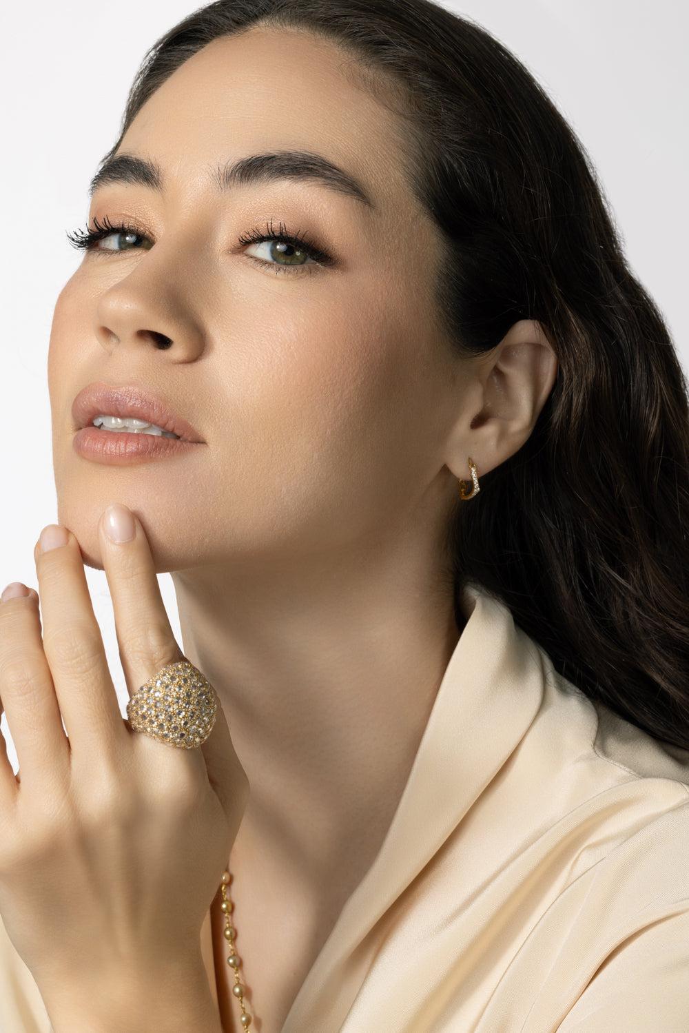 Briar Diamond Huggie Earrings-YELLOW GOLD-JEWELRYFINE JEWELEARRING-PARULINA