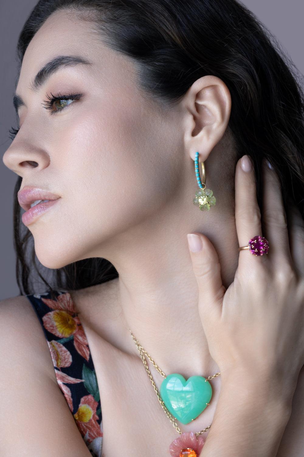 Peridot Chrysoberyl Tropical Flower Earrings | IRENE NEUWIRTH