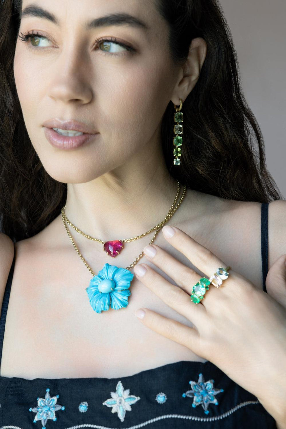 Aquamarine Kunzite Gemmy Gem Ring IRENE NEUWIRTH JEWELRY