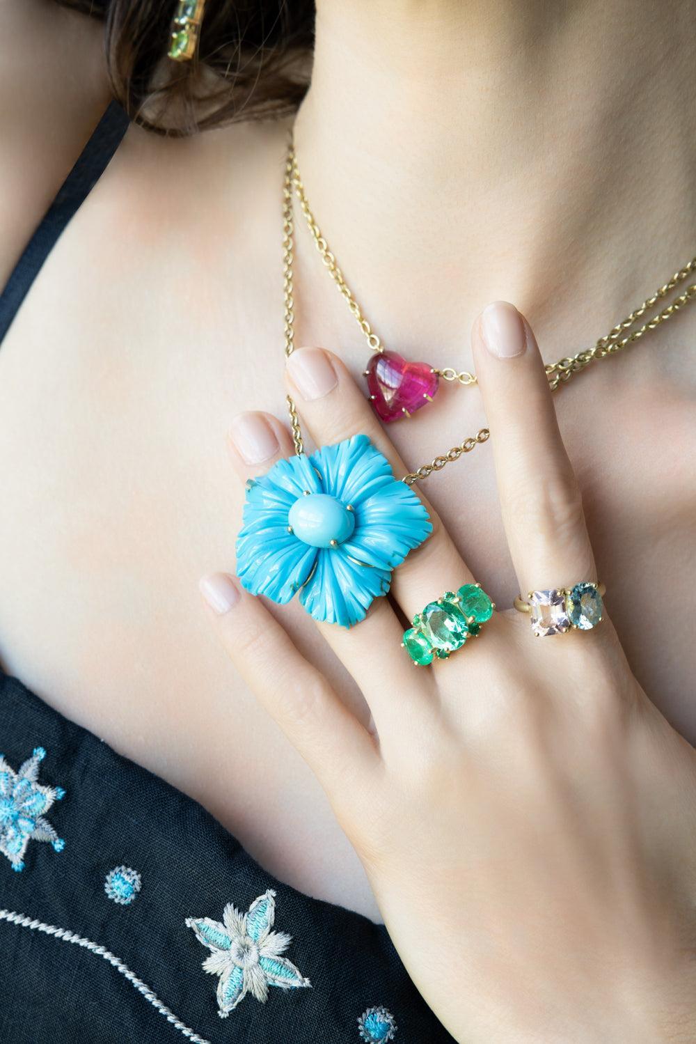 Turquoise Tropical Flower Necklace | IRENE NEUWIRTH JEWELRY