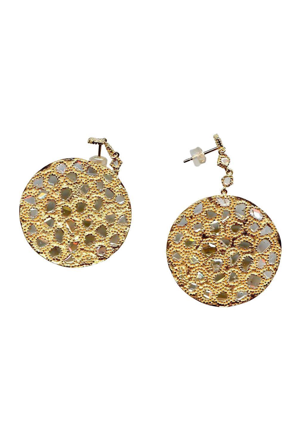 Diamond Eternity Slice Disk Earrings-YELLOW GOLD-JEWELRYFINE JEWELEARRING-COOMI