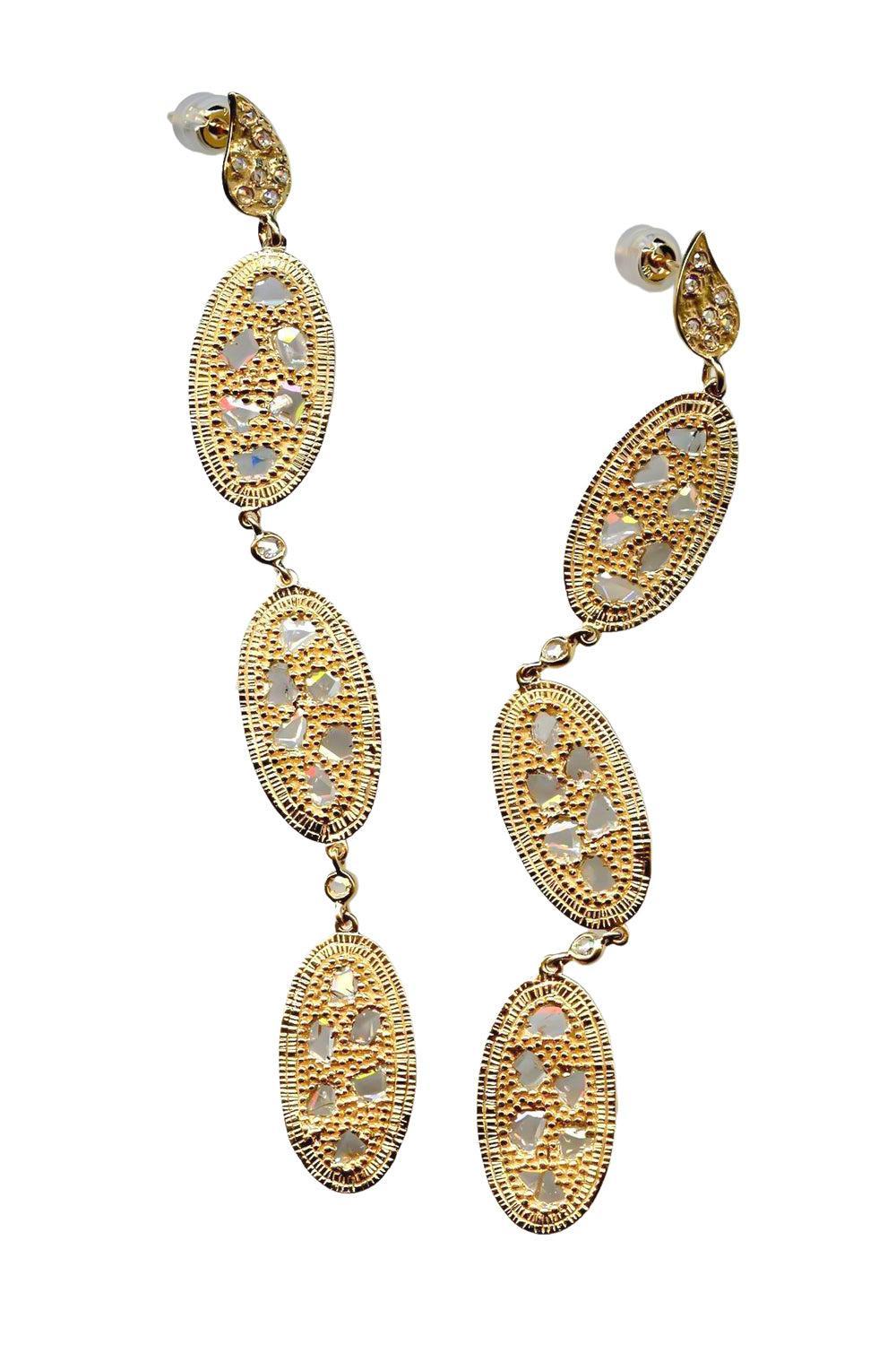 Diamond Eternity Triple Earrings-YELLOW GOLD-JEWELRYFINE JEWELEARRING-COOMI