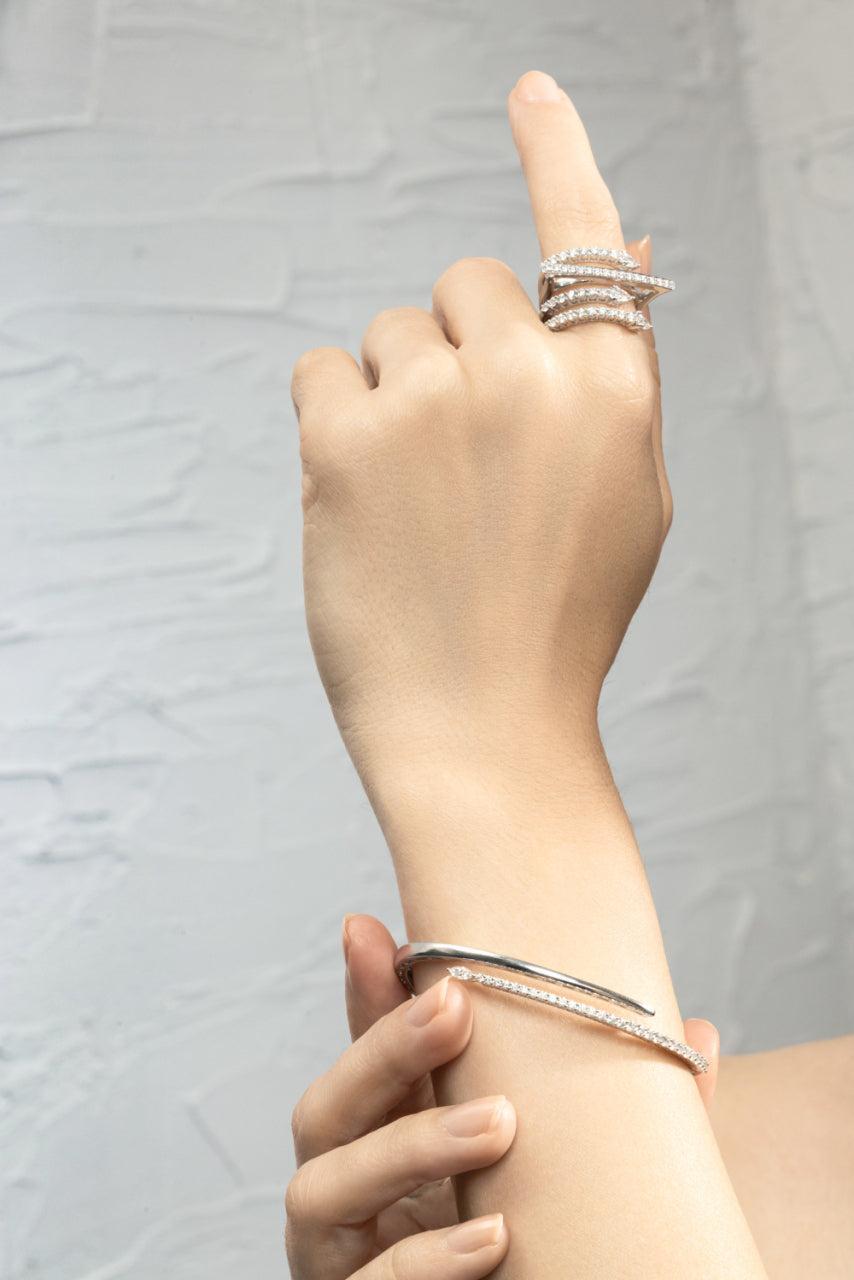 Diamond Bypass Bracelet-WHITE GOLD-JEWELRYFINE JEWELBRACELET O-YEPREM