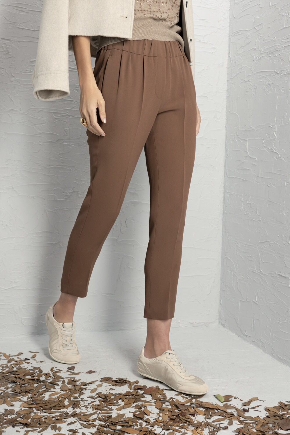 Stretch Tab Pant - Date-BROWN-36-CLOTHINGPANTSLIM FIT-BRUNELLO CUCINELLI
